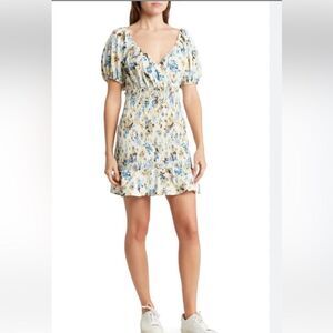 NSR Puff Sleeve Smocked Minidress